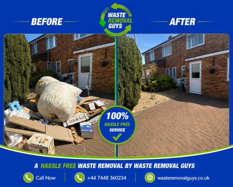 Before and after driveway rubbish collection by Waste Removal Guys