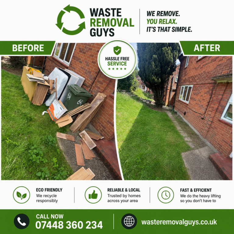 Before and after furniture cardboard and rubbish removal by Waste Removal Guys