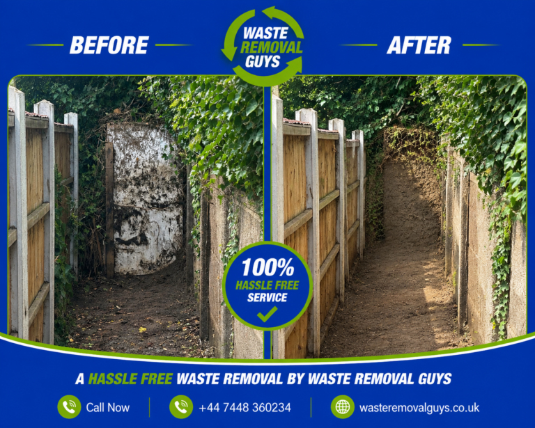 Before and after garden pathway clearance by Waste Removal Guys